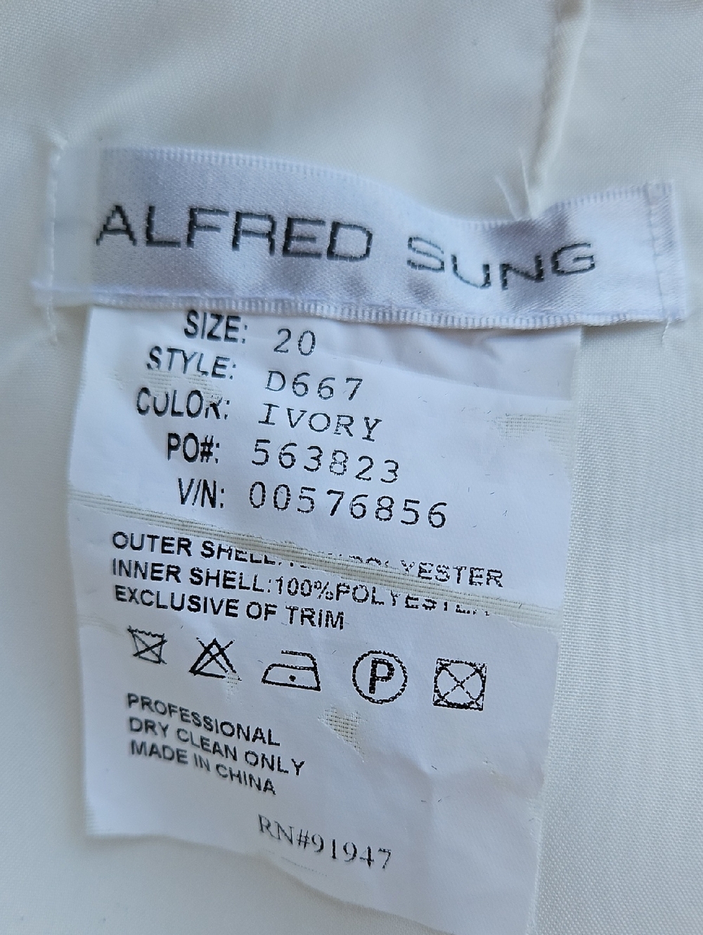 Alfred Sung Ivory Sleeveless V-Neck Empire Tie-Back Midi Dress 20 - Picture 4 of 8